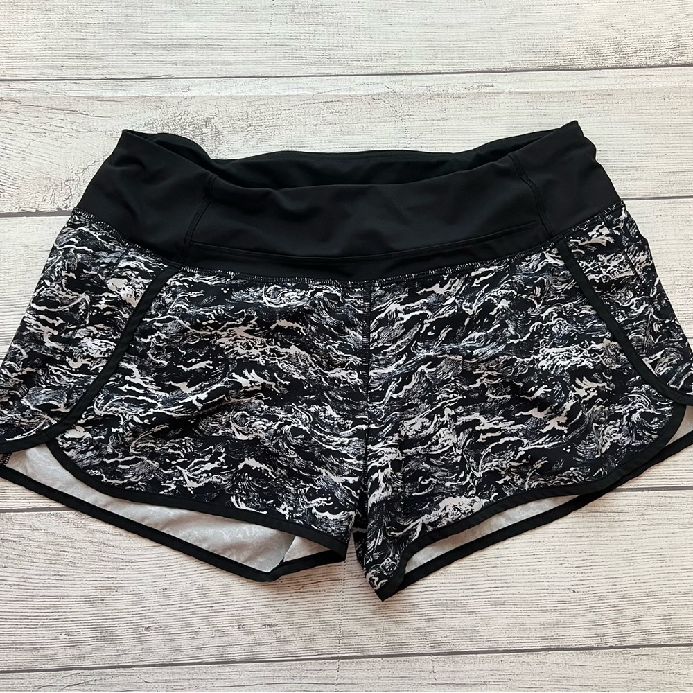 lululemon athletica Black and White Marble Print Athletic Shorts